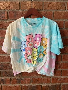 Care Bears Pastel Tie-Dye Crop Knot Tie Dye Tee